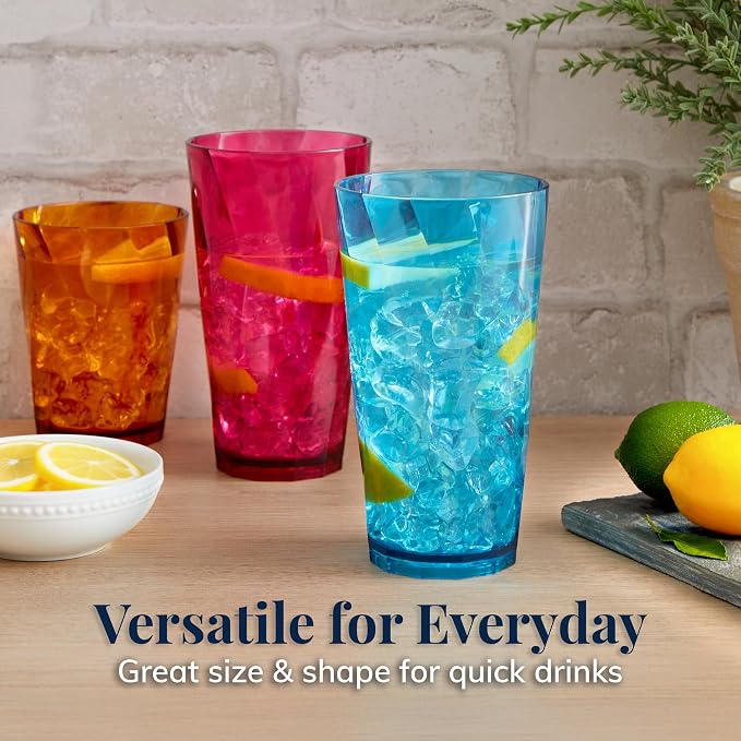 US Acrylic Optix Plastic Reusable Drinking Glasses 14oz Rocks & 20oz Water Cups - Image 3