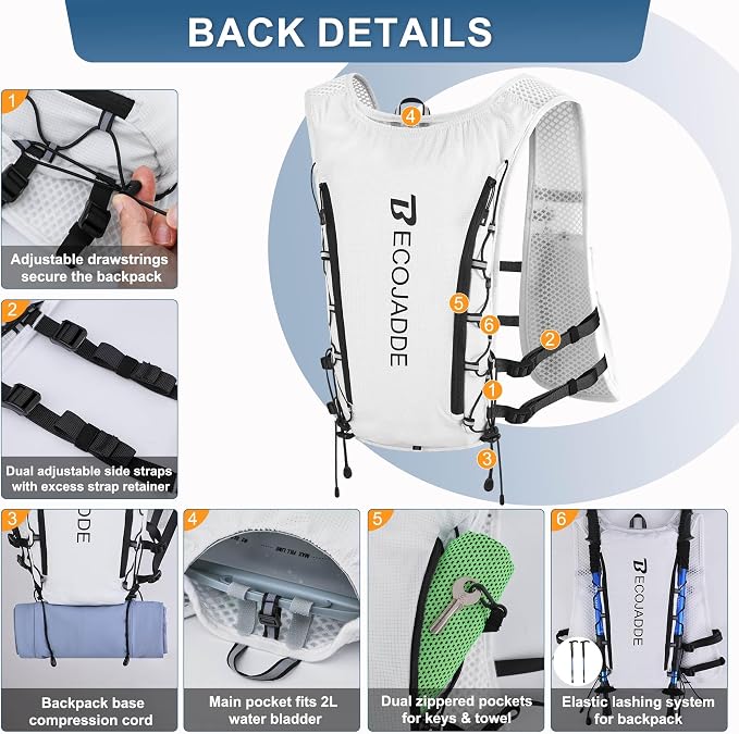 BECOJADDE Running Vest Hydration Backpack - Image 3