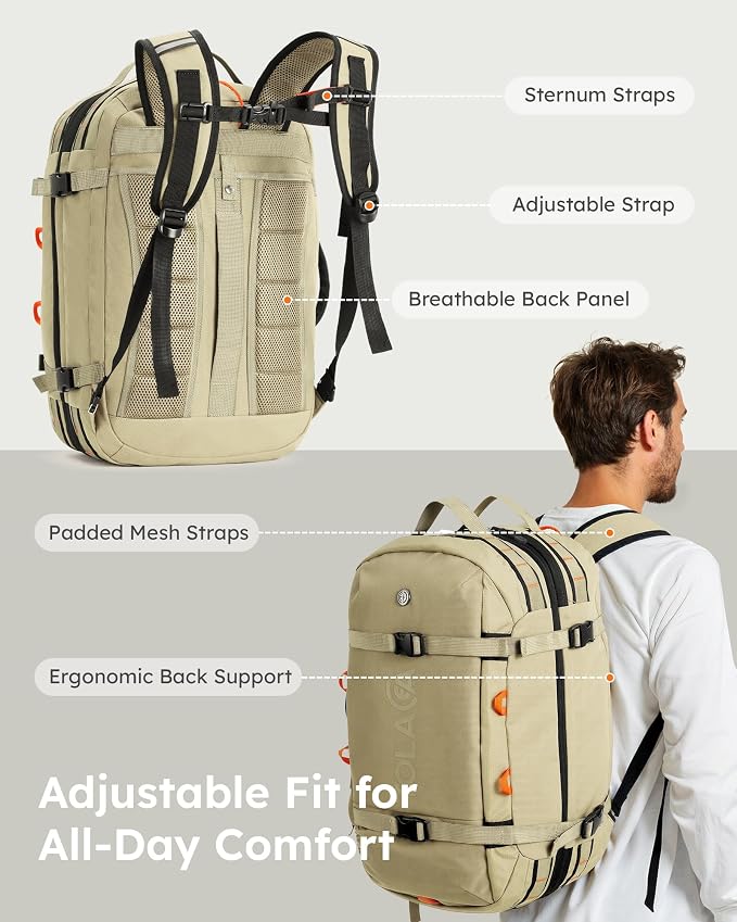 Tolaccea Carry on Travel Backpack, Laptop Backpack Flight Approved Convertible - Image 8