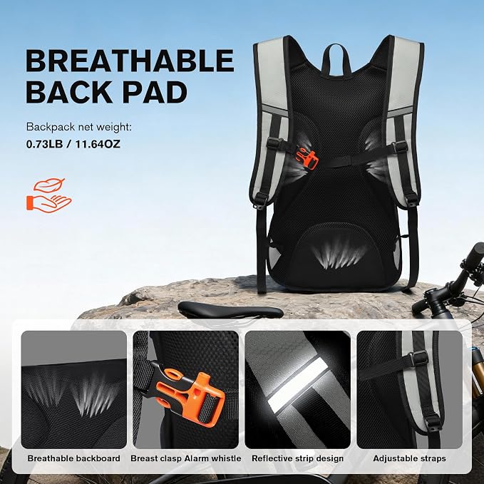 Ultra-Light Soft Daypack 15L/20L, Cushioned Breathable Back Panel Backpack - Image 2