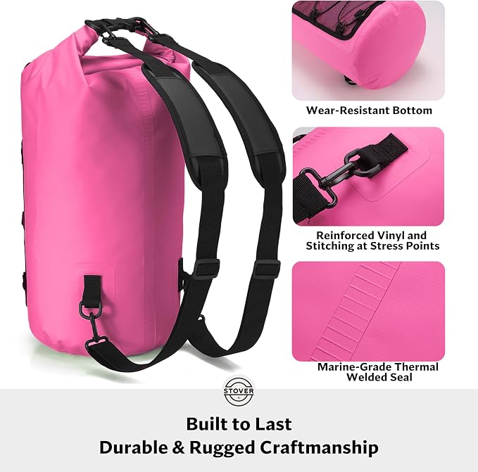 STOVER 5/10/25/30/40/55L Waterproof Dry Bag- Roll-Top Backpack w/Phone Case- - Image 4