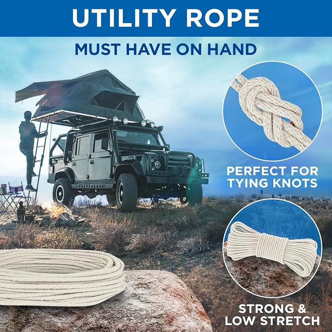 TECEUM Cotton Rope 3/16” – 300 FT – Strong All-Purpose Braided Rope – Natural - Image 6