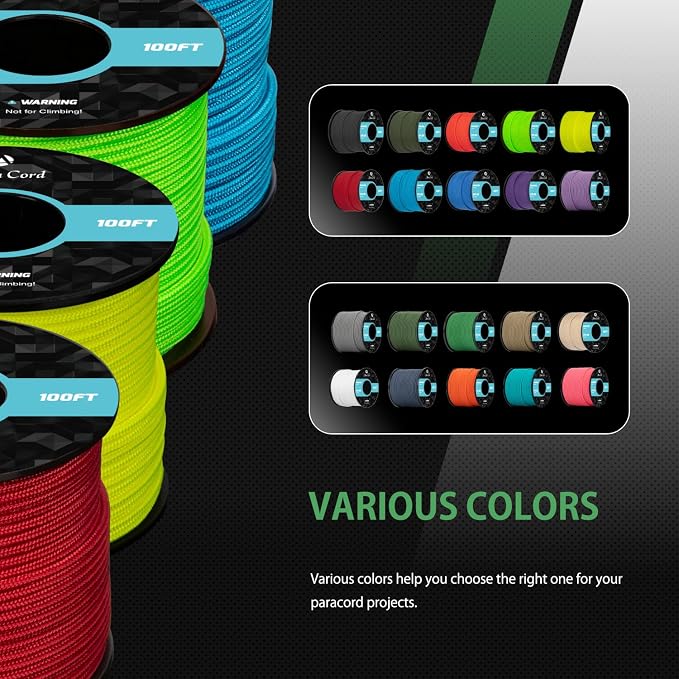 Abma Cord 2.4mm Paracord 275 100ft Nylon Rope 4 Strands Tactical Parachute Cord - Image 5