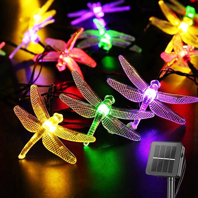 Dragonfly Solar String Lights Outdoor 25.6FT 30 LED Waterproof Solar Powered by Brightown
