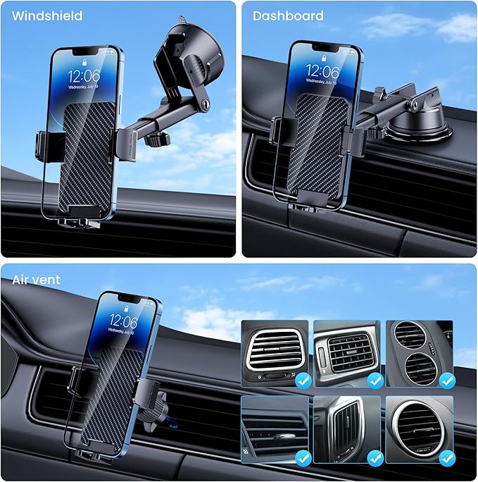 GUWEZ Phone Holders for Your Car Cell Phone Car Holder 3 in 1 - Image 2