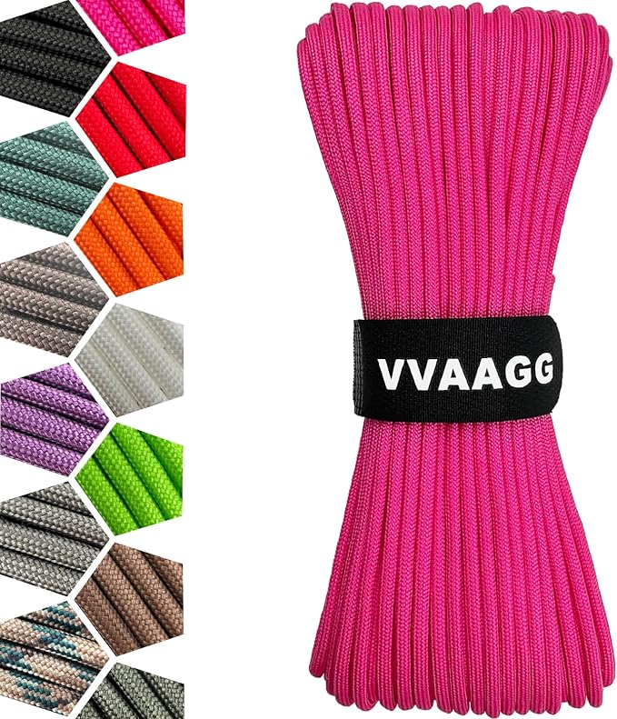 VVAAGG 1000 Paracord Rope 100FT Parachute Cord 4mm 12 Strand Nylon Rope by ParacordSpecialist