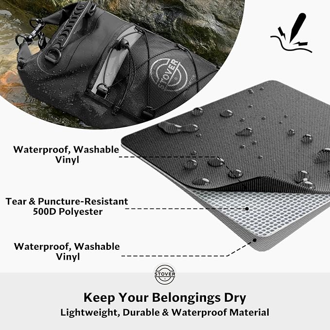STOVER 5/10/25/30/40/55L Waterproof Dry Bag- Roll-Top Backpack w/Phone Case- - Image 2