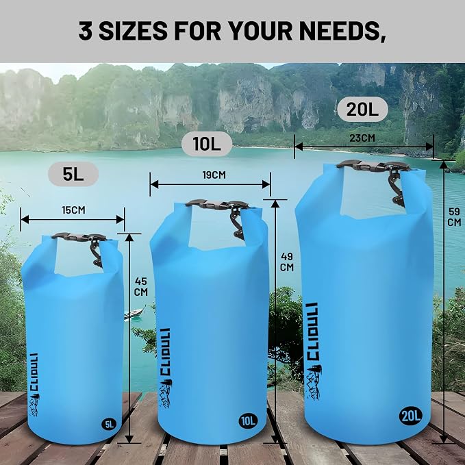 Waterproof Dry Bag, Roll Top Blue Small Waterproof Backpack - Image 6