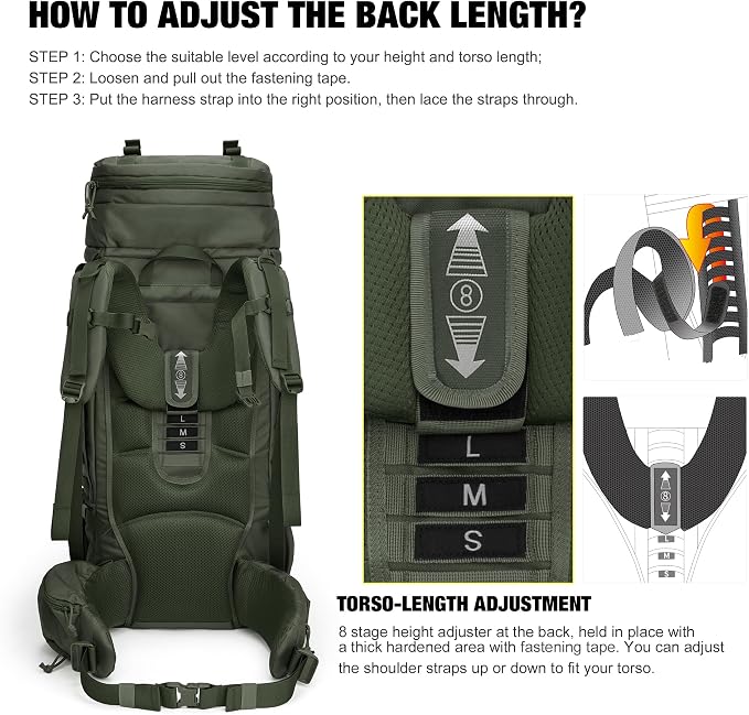 Mardingtop 75L Molle Hiking Internal Frame Backpacks - Image 6