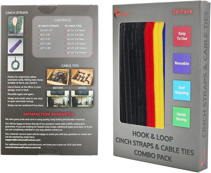 Reusable Cinch Straps & Cable Ties Combo Set, Securing Straps - Image 8