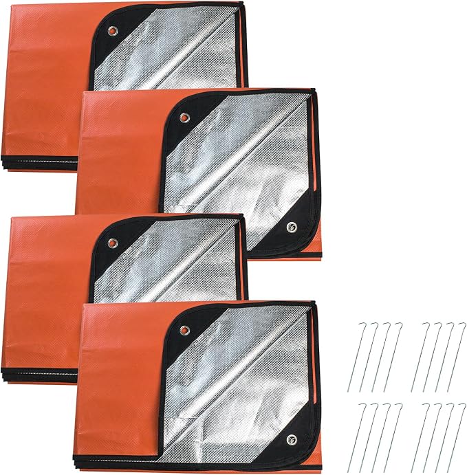 4 Pack Upgrade Survival Blanket – Insulated Thermal Reflective Tarp by LeadCon