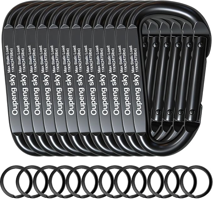 Carabiner Clip, Camping Accessories, Outdoors and Gym etc, D Shaped Spring Hook by Oupengsky