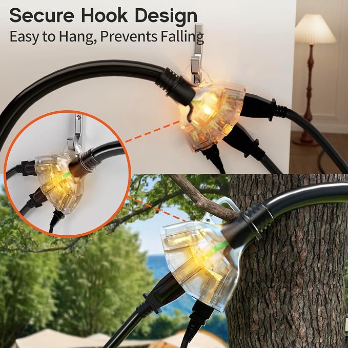 10 ft 16/3 awg 3 Outlet Extension Cord Splitter - Image 5