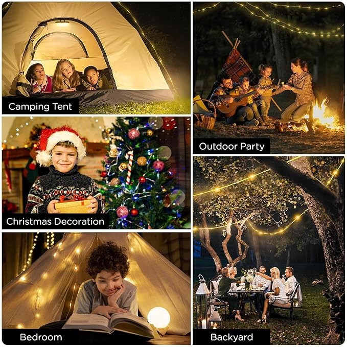 OGERY 2-Pack Camping String Lights, 32.8FT Rechargeable Christmas String Lights - Image 7