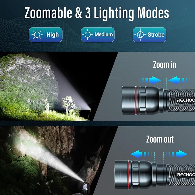 Rechargeable Flashlights High Lumens, G1000 Super Bright Flash Light Grey - Image 2