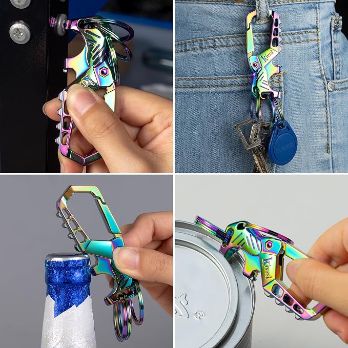 Kivssi Heavy duty metal keychains, Carabiner clip Car key chains, Fashion - Image 4