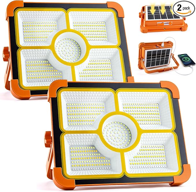 2-Pack Solar Rechargeable Work Light, 12000LM Portable Work Light by IlluminateYourWorld