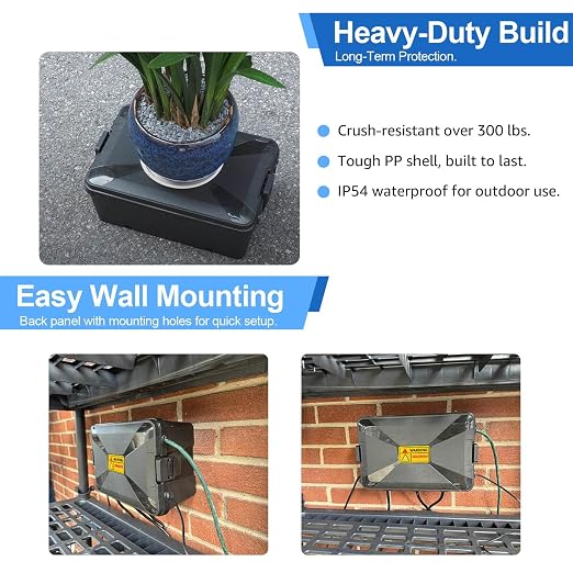 Outdoor Extension Cord Cover, NineLeaf IP54 4PK Small Weatherproof Extension - Image 5