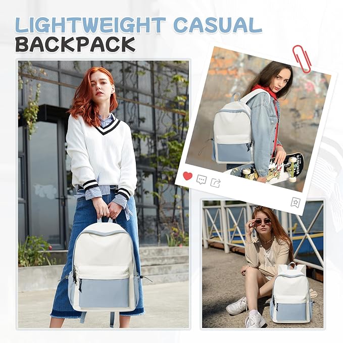 BJLFS Blue White Backpack for Women Men, Gym Backpack for Women Foldable - Image 3