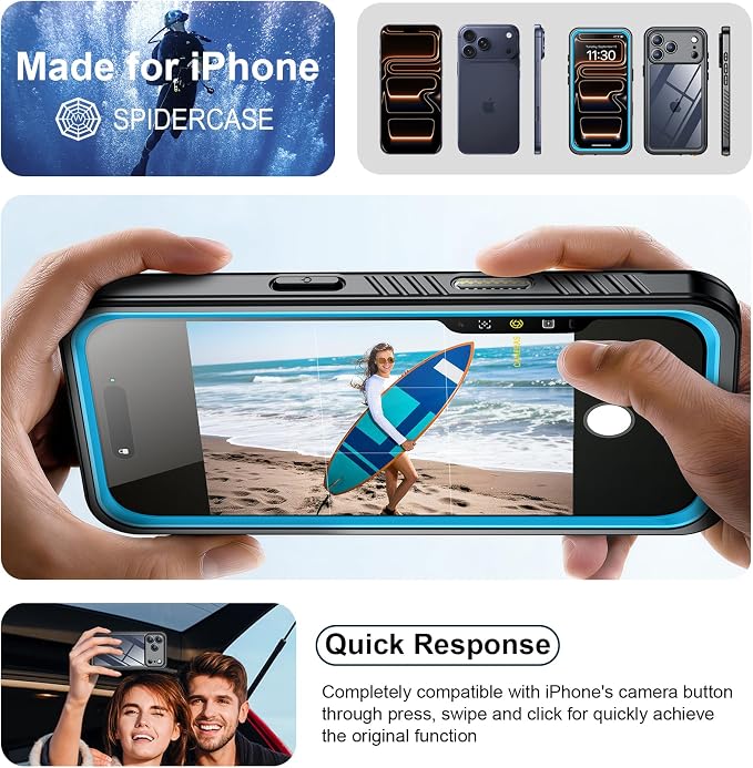 SPIDERCASE for iPhone 17 Pro Max Case Waterproof, Built-in Lens & Screen - Image 7