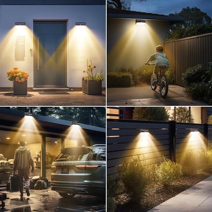 2 Pack 368 LED Solar Motion Sensor Lights Outdoor, Solar Fence Lights - Image 5