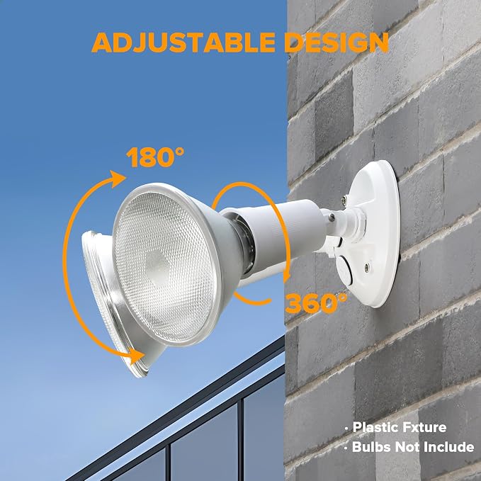 LUTEC 2 Pack Adjustable Twin Par Holder Outdoor Flood Lights, Switch Controlled - Image 4