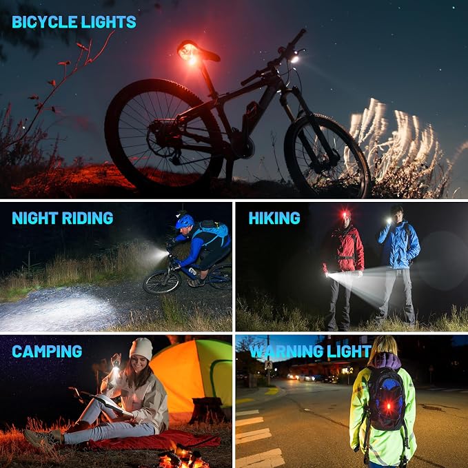 APECYC Bike Lights USB-C Rechargeable Bicycle Front Headlight and Rear Taillight - Image 7