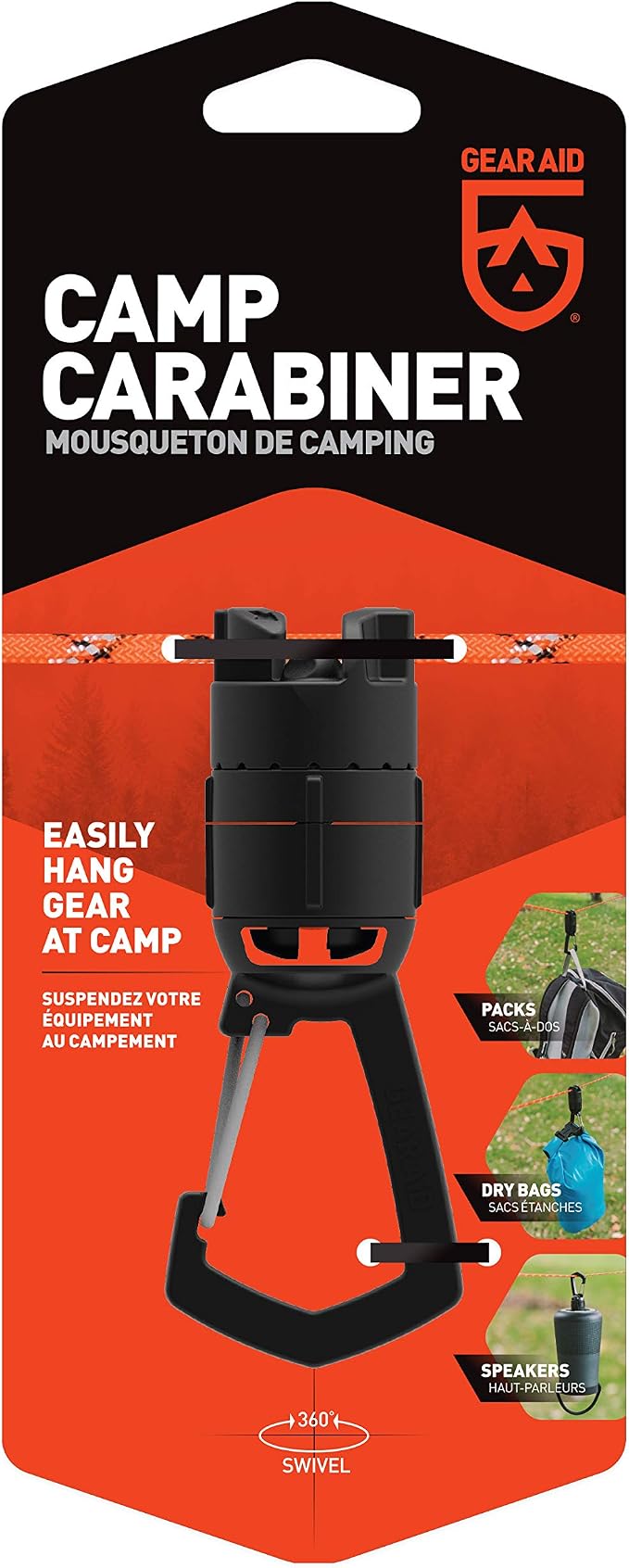 GEAR AID Camp Carabiner for Hanging Camping Towels, Speaker on a 550 Paracord - Image 2