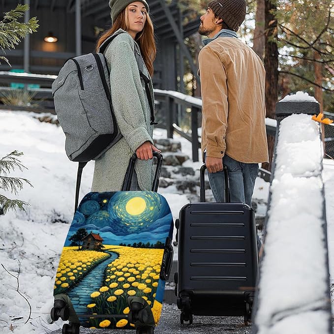 ANNA QUEEN Moonlit Field Luggage Cover, Dreamy Night Landscape Suitcase - Image 7