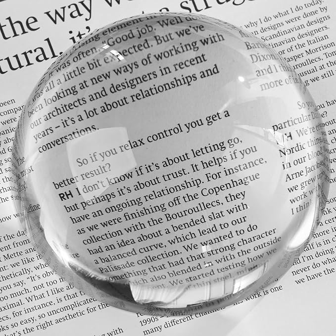 6X Crystal Dome Magnifier Paperweight, 4 Inch Large Dome Reading Magnifying by Zerelys