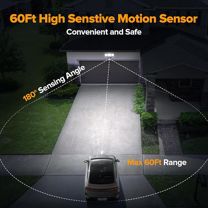 UME Battery Powered Motion Sensor Outdoor Lights 302 LED 1800LM, IP65 - Image 3