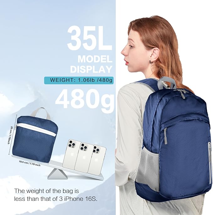 Waterproof Foldable Backpack Dry Storage Lightweight Daypack 35L Outdoor - Image 6