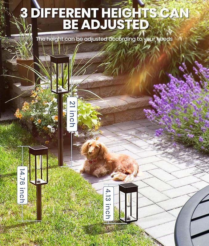 NEWMESSI Solar Pathway Lights Outdoor, 4 Pack Garden Lights IP65 Waterproof - Image 6