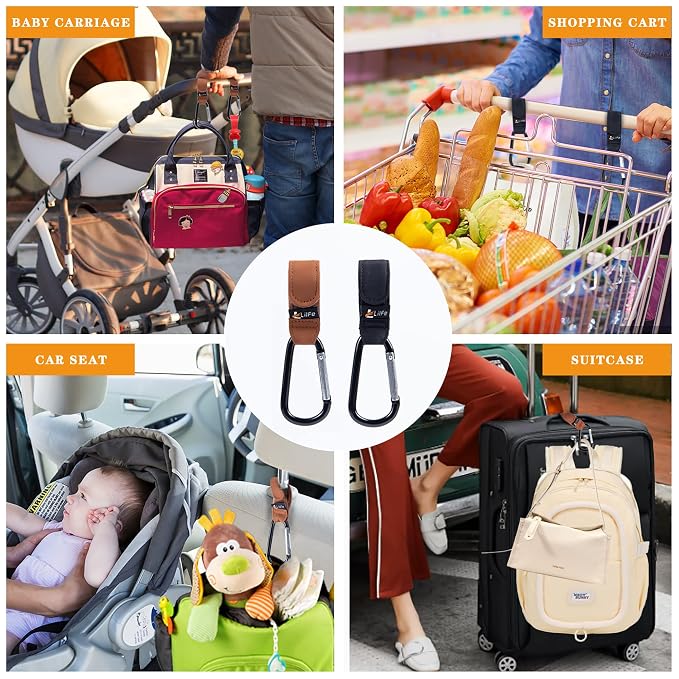 2 Pcs Brown Baby Stroller Hooks - Image 6