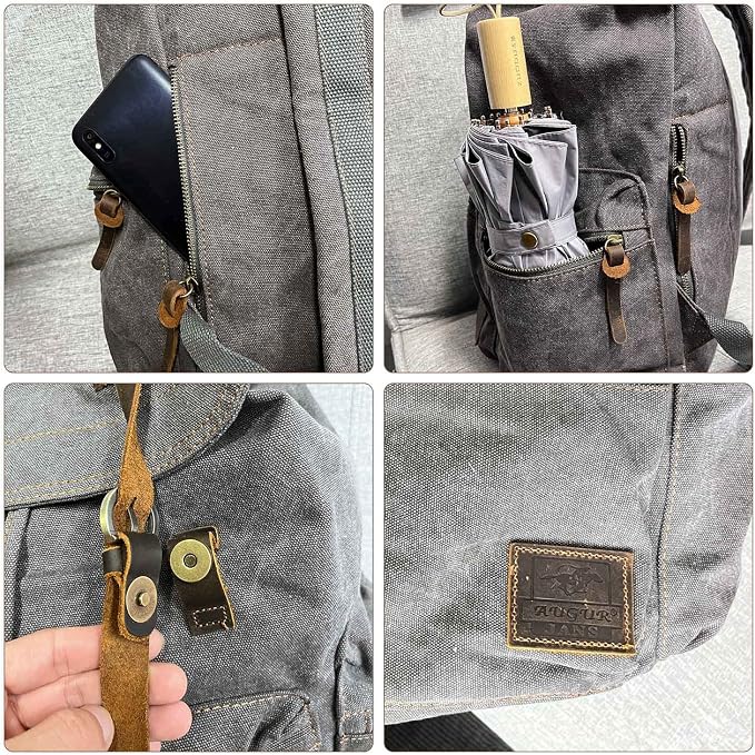 AUGUR High Capacity Canvas Vintage Backpack - Image 6