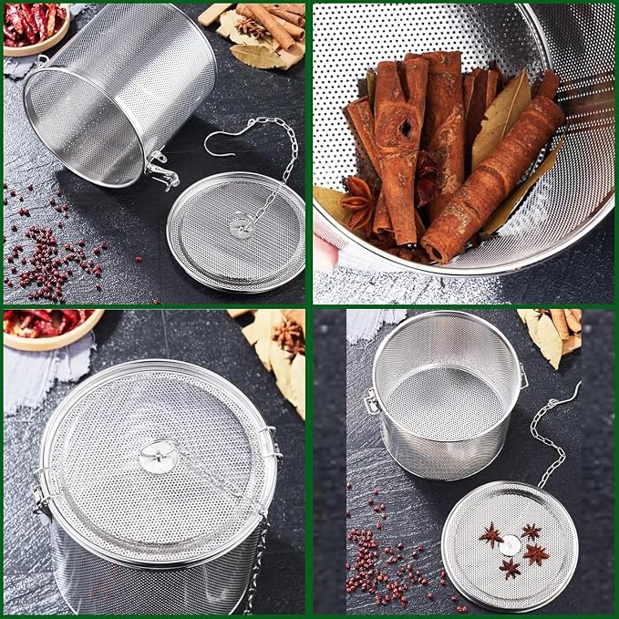 Stainless steel cylindrical seasoning filter, Mesh Design Tea Ball Strainer - Image 4