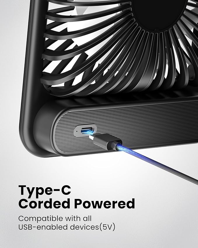 Koonie USB Desk Fan, Strong Wind Ultra Quiet Small Personal Fan - Image 4