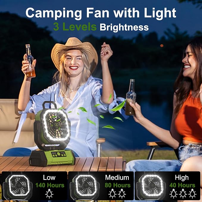 Honesorn Portable Rechargeable Fan 20000mAh, Camping Fan - Image 3