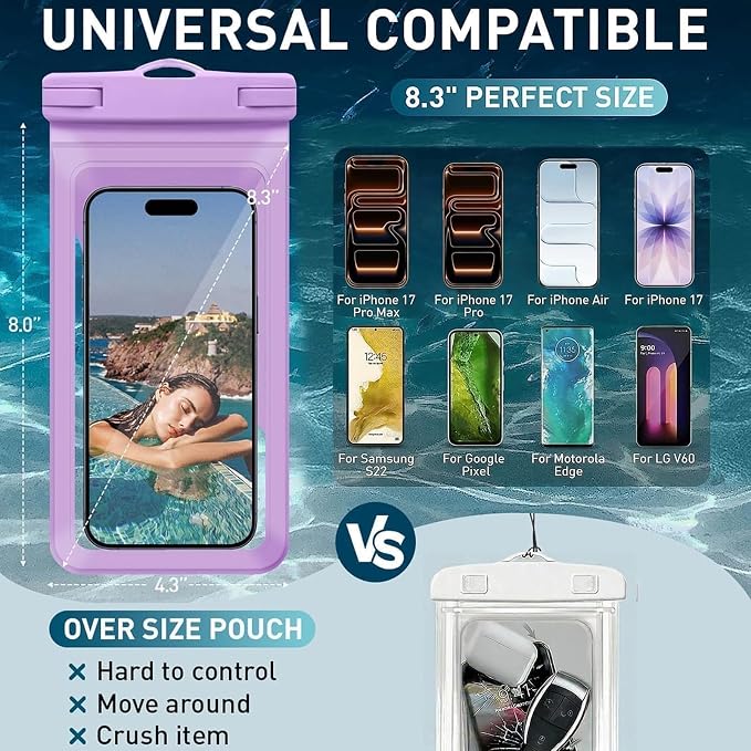 Waterproof Phone Pouch, with Interior Card Pocket, Large Waterproof Phone Case - Image 2