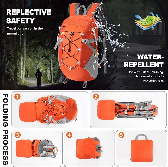 20L Hiking Backpack Lightweight Packable Hiking Daypack, Foldable Small Travel - Image 5