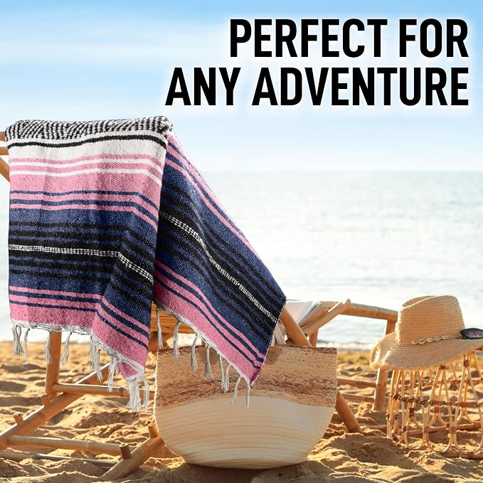 Hydration Nation Authentic Large Handwoven Mexican Blanket - Image 5