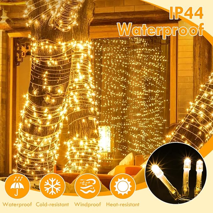480LED 176FT Connectable String Lights Indoor Outdoor Clear Wire | Warm White - Image 3