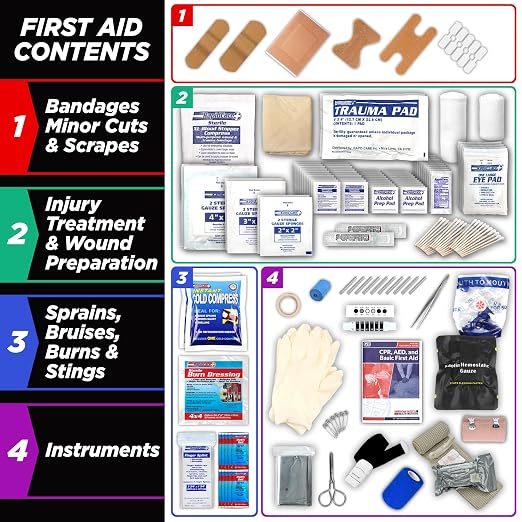 Rapid Care First Aid Kit, 100 Person Trauma Kit, 217 Pieces, ANSI 2021 Compliant - Image 5
