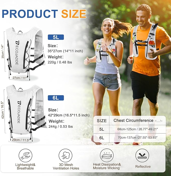 BECOJADDE Running Vest Hydration Backpack - Image 4