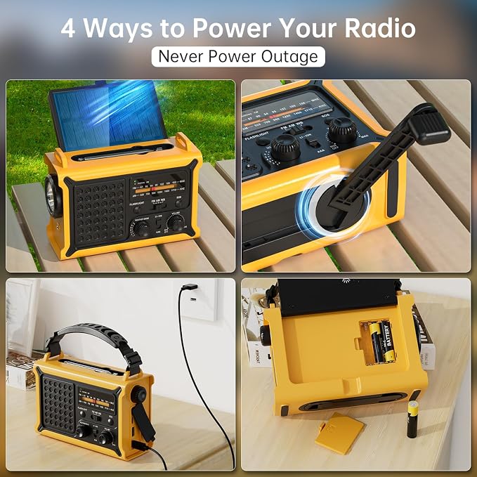 NOAA Weather Radio-12000mAh/44400mWh AM/FM Emergency Portable Radio - Image 6