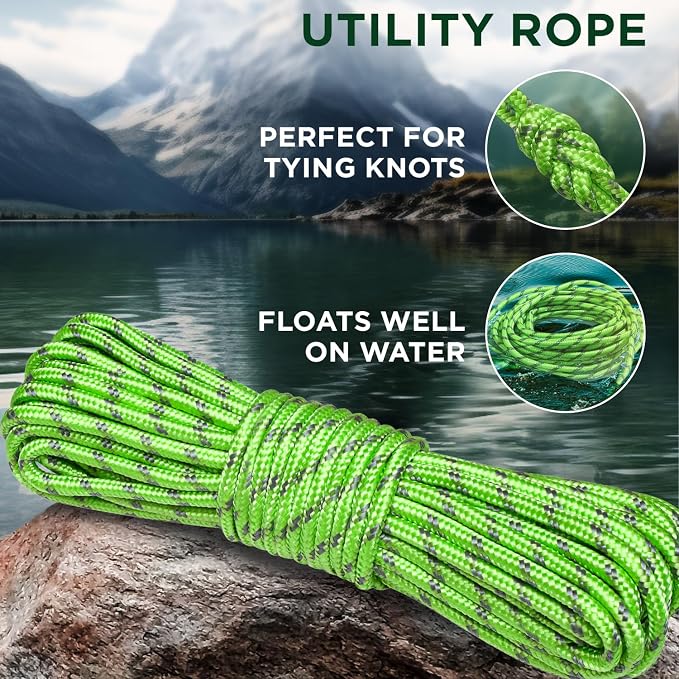 TECEUM Rope – 90 Feet x 3/8 Inch – Green Gray – Strong All-Purpose Utility Rope - Image 3