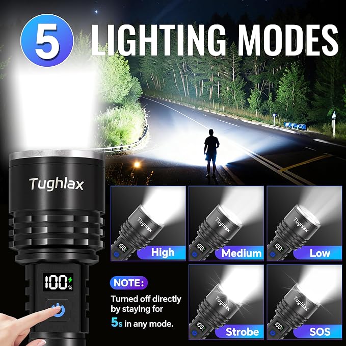 Rechargeable Flashlights High Lumens, 000 Lumens Super Bright LED Flashlight - Image 3