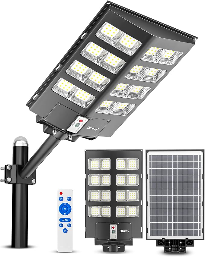 Ofuray Solar Street Lights Outdoor, Solar Security Flood Lights Parking Lot by Ofuray
