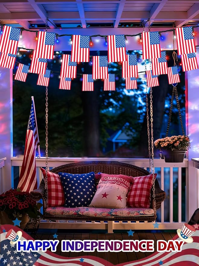 2 Pack 4th of July Decorations, Solar American Flag Lights Outdoor - Image 6