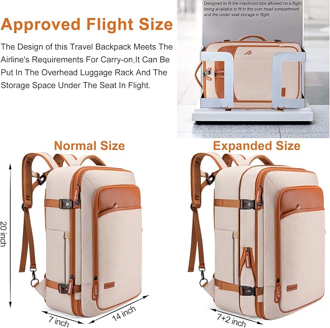 Lumesner Carry on Travel Backpacks, Extra Large 40L Flight Approved Bag - Image 3